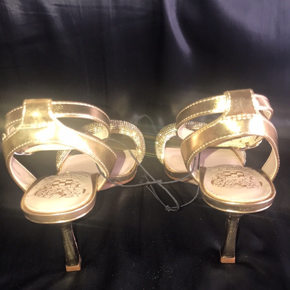 Vince Camuto | gold rhinestone bling open toe ankle strap heel - Picture 5 of 6